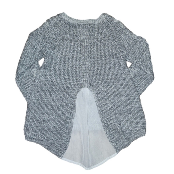 Little LASS Grey Knitted Sweater with Sheer Accent on Back and Bow - Picture 4 of 5
